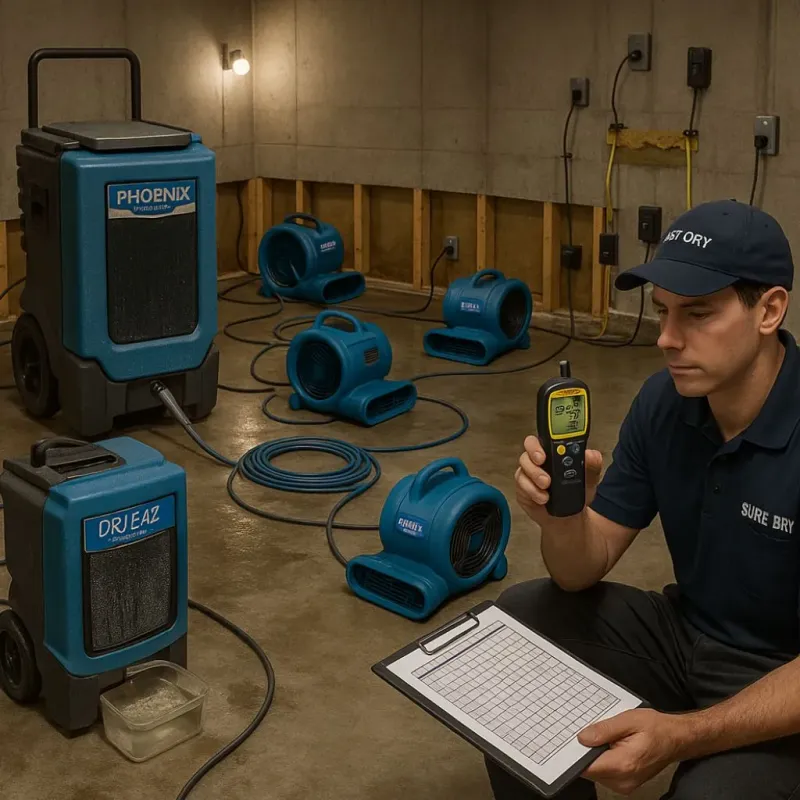 Structural Drying and Dehumidification process in Gray, TN
